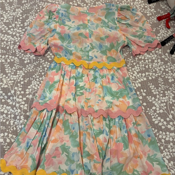 Entro Pastel Floral Dress with Peach Accents - Picture 3 of 3